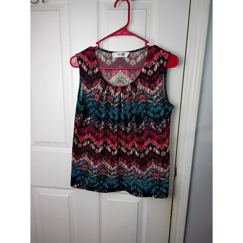 Jones Studio Woman PM Tank Ombre Zig Zag Striped  Stretch Pleated Lined Front